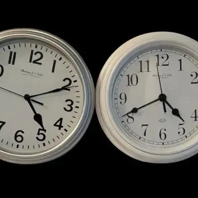 Set of Two Stanley & Noble Decorative Wall Clocks