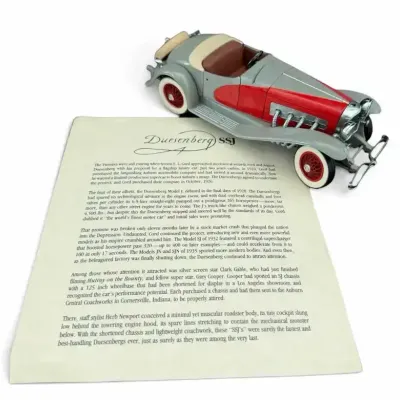 Duesenberg SSJ Roadster Model Car with Certificate