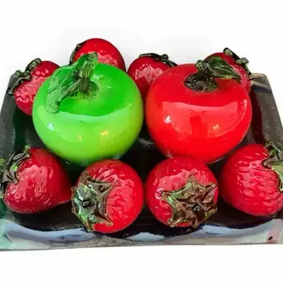  Glass Fruit Collection with Decorative Glass Platter