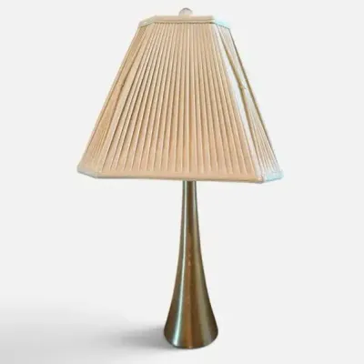 Brushed Brass Cone Table Lamp with Pleated Shade 
