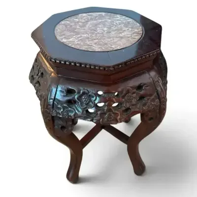 Carved Asian Style Pedestal Stand