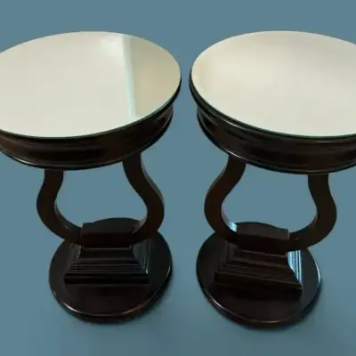 Pair of Dark Wood Pedestal Tables