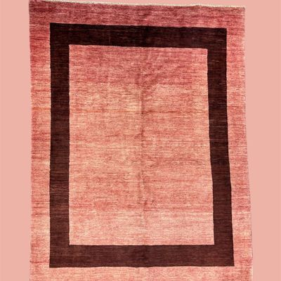 Minimalist Rust Area Rug – Simple Framed Border Design