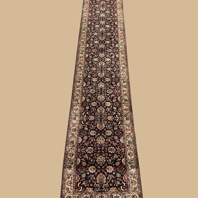 Long Traditional Runner Rug – Rich Brown & Ivory Design
