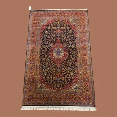 Warm Toned Traditional Area Rug – Rich rust, brown, and neutral tones with intricate detailing throughout.