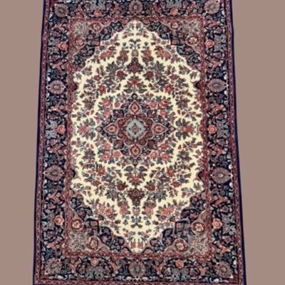 Classic Medallion Rug – Rich Burgundy, Navy & Ivory