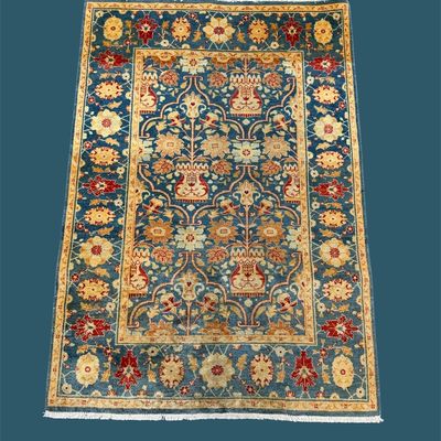 Colorful Handmade Rug – Bold Floral & Geometric Pattern