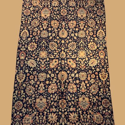 Black & Gold Floral Rug – Dramatic Decorative Design
