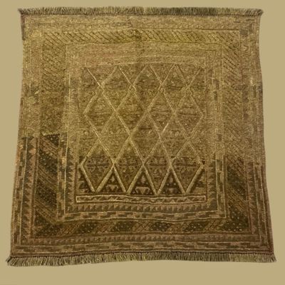 Golden Brown Tribal Rug – Bold Geometric Motifs