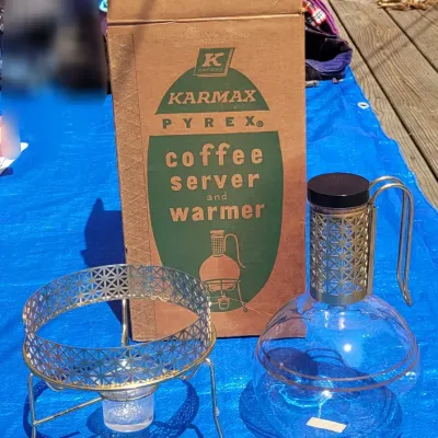 Vintage coffee server and warmer stand