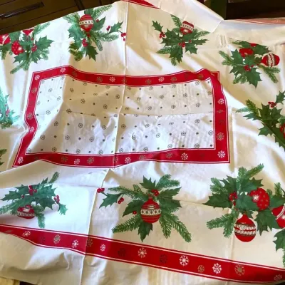 Vintage rectangular christmas table cloth