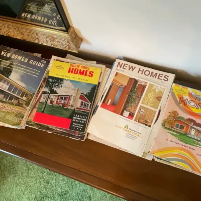 Lot of vintage mid century house plans catalogs