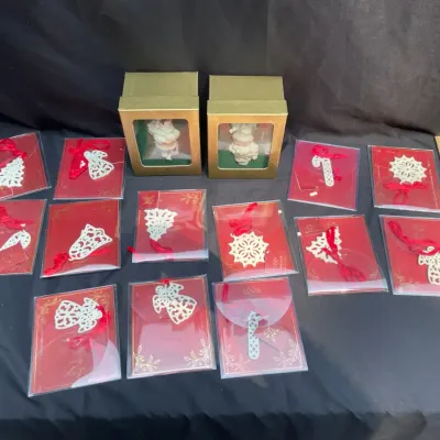 Lot of lenox and wedgwood christmas ornaments