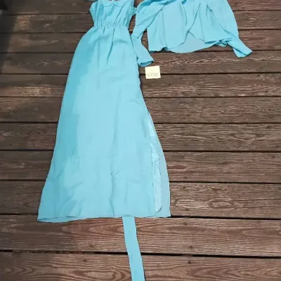 1970s blue dress with matching blouse
