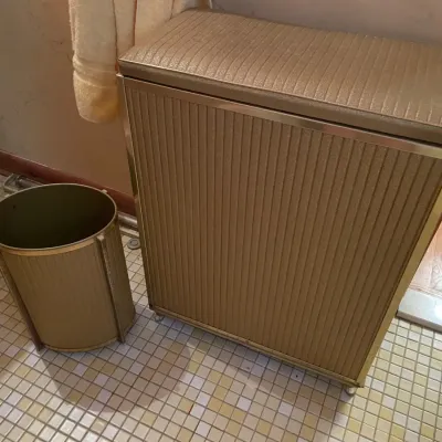 Vintage 1960s mid century bathroom hamper and wastebasket