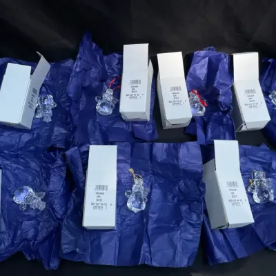 Lot of 7 waterford marquis crystal snowmen ornament new in box