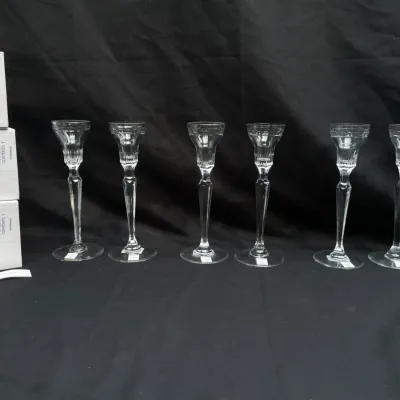Three pairs of new in box waterford crystal marquis candle holders