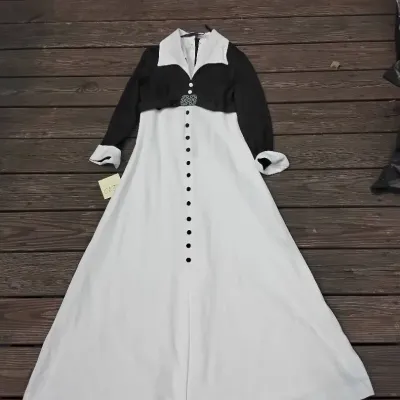 1970s black and white dress