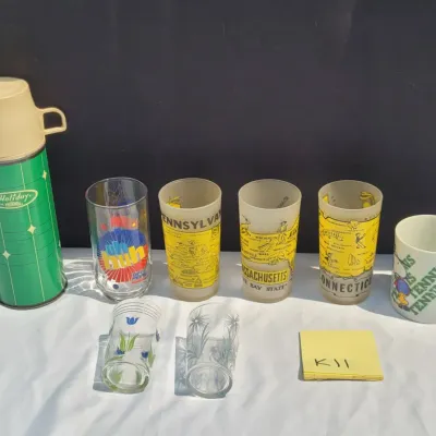 Vintage glassware and thermos