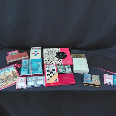 Lot of playing cards and board games