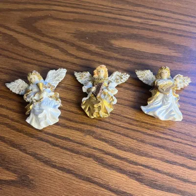 K set of three decorative musical angel magnets