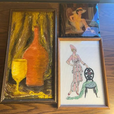 Ld artistic decor set featuring paintings and embroidery
