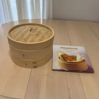 Lk traditional bamboo steaming baskets with recipe book