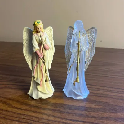 k Set of Two Angel Figurines with Trumpets - One in Color and One Frosted.jpg