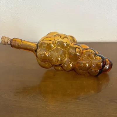 Hd mid century amber glass bottle shaped like a cluster of grapes