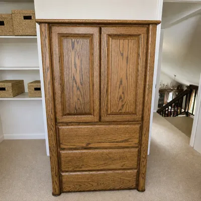 F woodley s oak armoire wardrobe chest with drawers