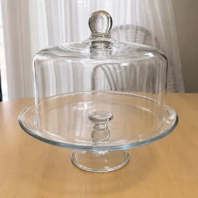 Lk elegant glass cake stand with dome cover 13 in diameter