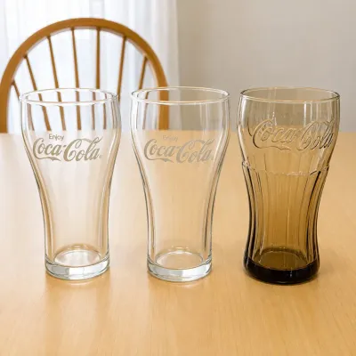 c16 Set of 3 Coca-Cola Glasses including Clear and Amber Tinted Varieties .jpg