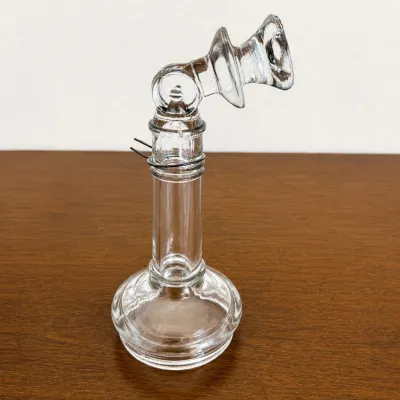 Hd vintage clear glass candlestick telephone figurine candy container