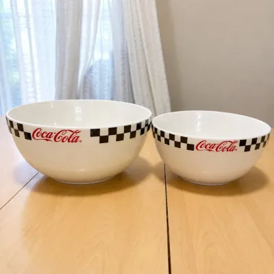 C11 2002 gibson coca cola white ceramic mixing or serving bowls set