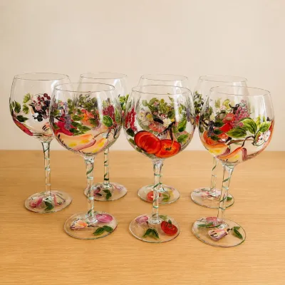 Lk 7 piece fruit pattern wine glass set