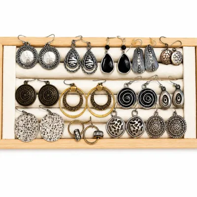 j Set of Vintage-Inspired Mixed Metal Earrings, for Pierced Ears, with Intricate Designs.jpg