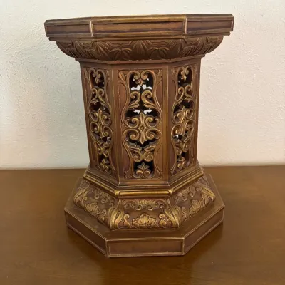 Ld ornate wood display plant stand