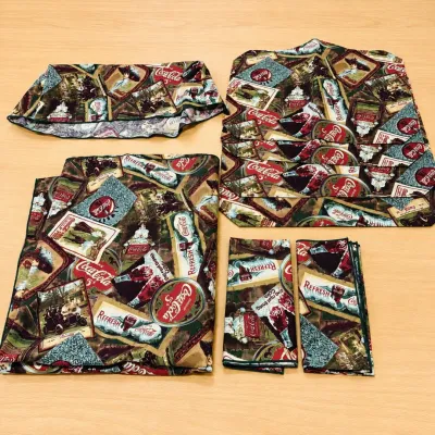 c23 Coca Cola Vintage Style Dining Table Set with Tablecloth, Placemats, Napkins, valances and Bread Box Cover.jpg