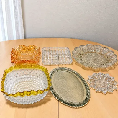 Hd vintage glass decor platters collection assorted shapes and designs