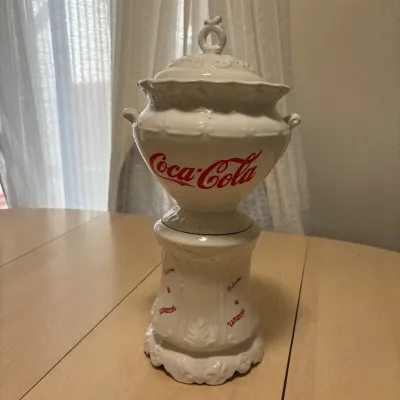 C4 vintage coca cola cookie jar ornate white ceramic design