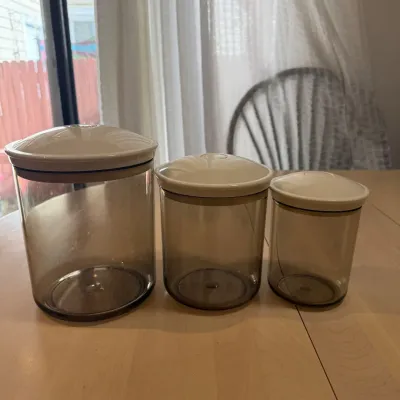 lk Set of 3 Snail Kitchen Storage Containers with Smoke-Tinted Glass and Cream Lids.jpg