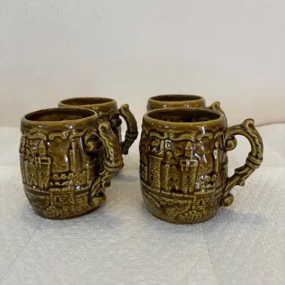 Hd set of 4 mid century shenandoah style stoneware beer mugs