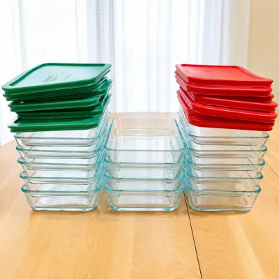 Hk pyrex meal prep containers 16 piece set with colored lids