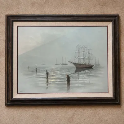 ar G.S. Hill Original Oil “Vessels in a Calm Sea” 1977 – 30 x 40 – With Gallery Paperwork.jpg