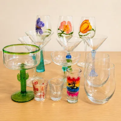 Lk 14 piece colorful hand painted bar glass set