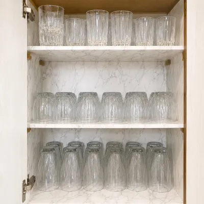 Lk set of 45 clear glass cups with various sizes and designs