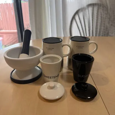 Lk starbucks coffee tea set with mortar and pestle