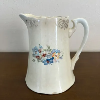 Hd vintage small porcelain pitcher with floral design
