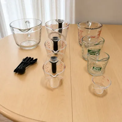 Lk 9 piece glass kitchen measuring cup set