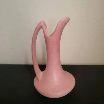 A6 1930s pink pottery ewer by niloak unique sculptural ceramic pitcher